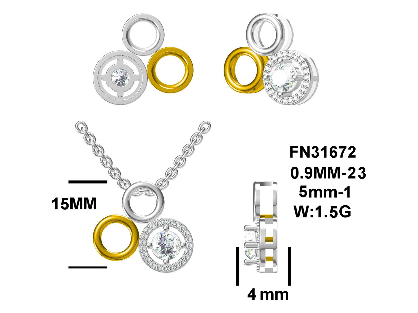 MS Center of Attention "Circles" Pendant | Two Tone Sterling Silver | Lab Grown Sapphire Accents | Lasting Legacy Collection