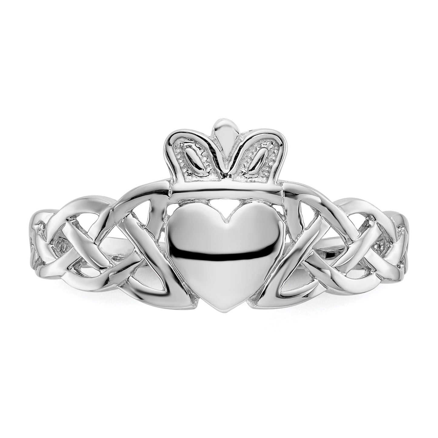 GR 14k White Gold Mens Claddagh Ring