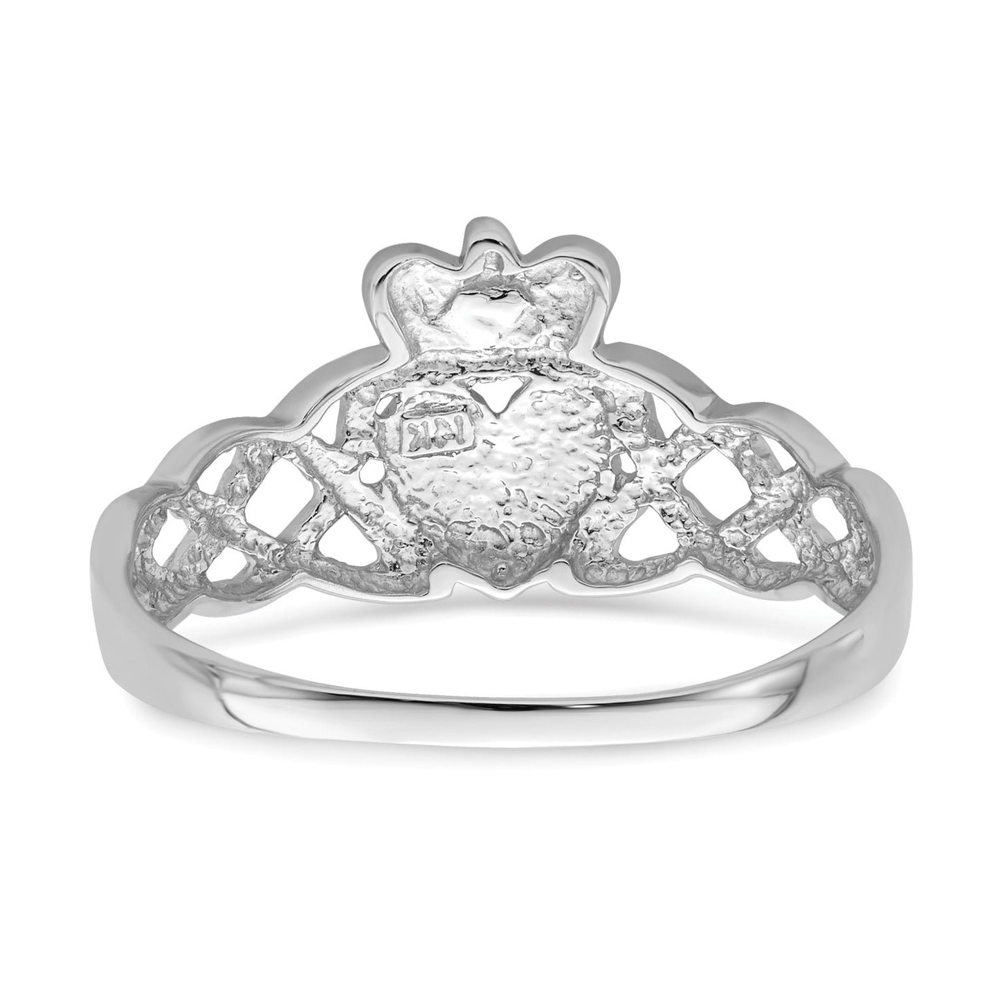 GR 14k White Gold Mens Claddagh Ring