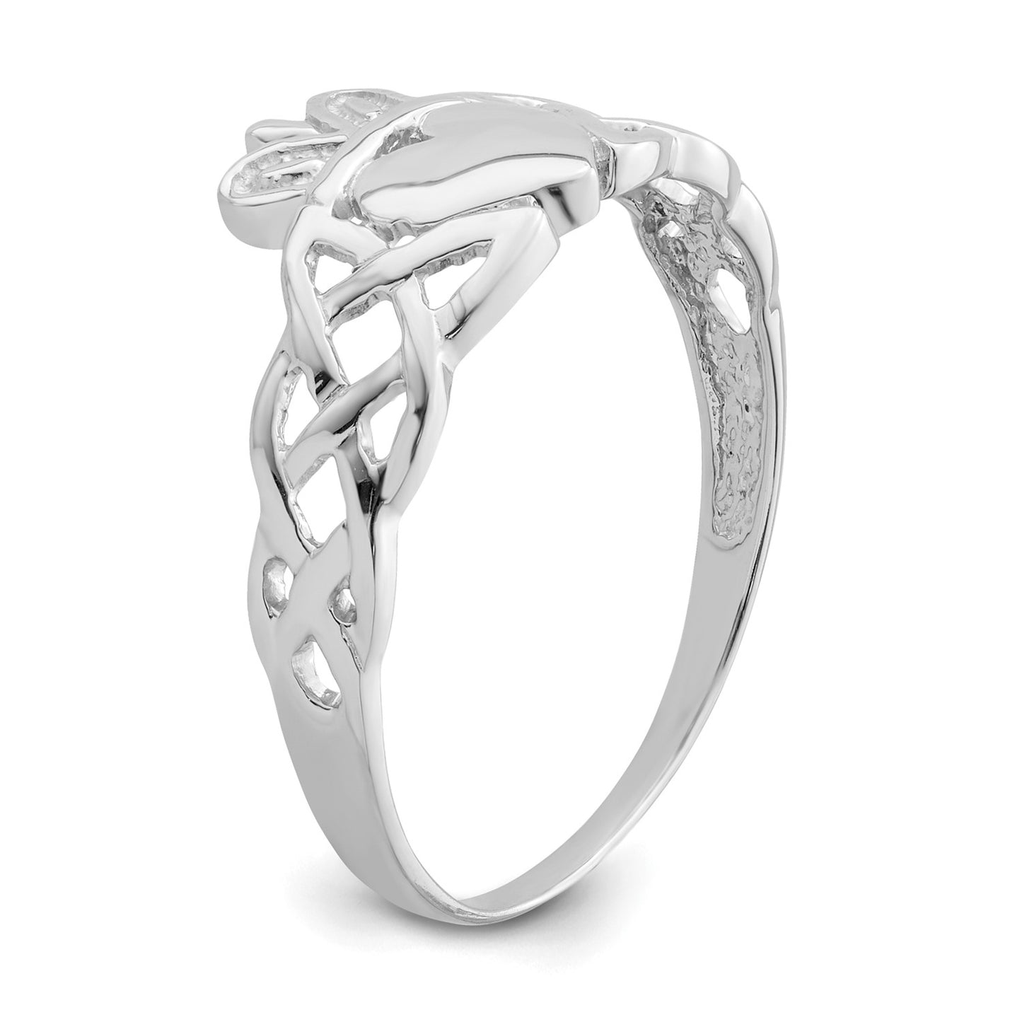 GR 14k White Gold Mens Claddagh Ring