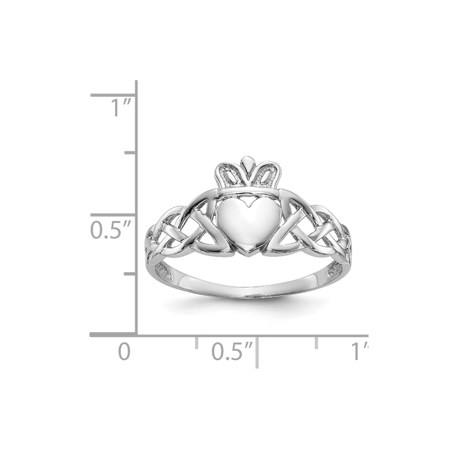 GR 14k White Gold Mens Claddagh Ring