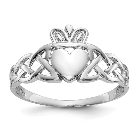 GR 14k White Gold Mens Claddagh Ring