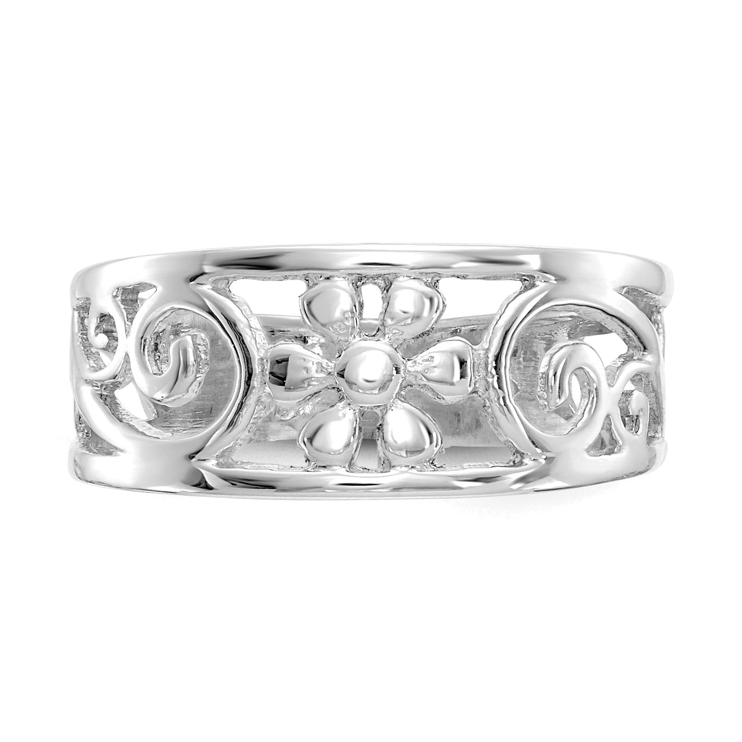 GR 14k White Gold Floral Toe Ring