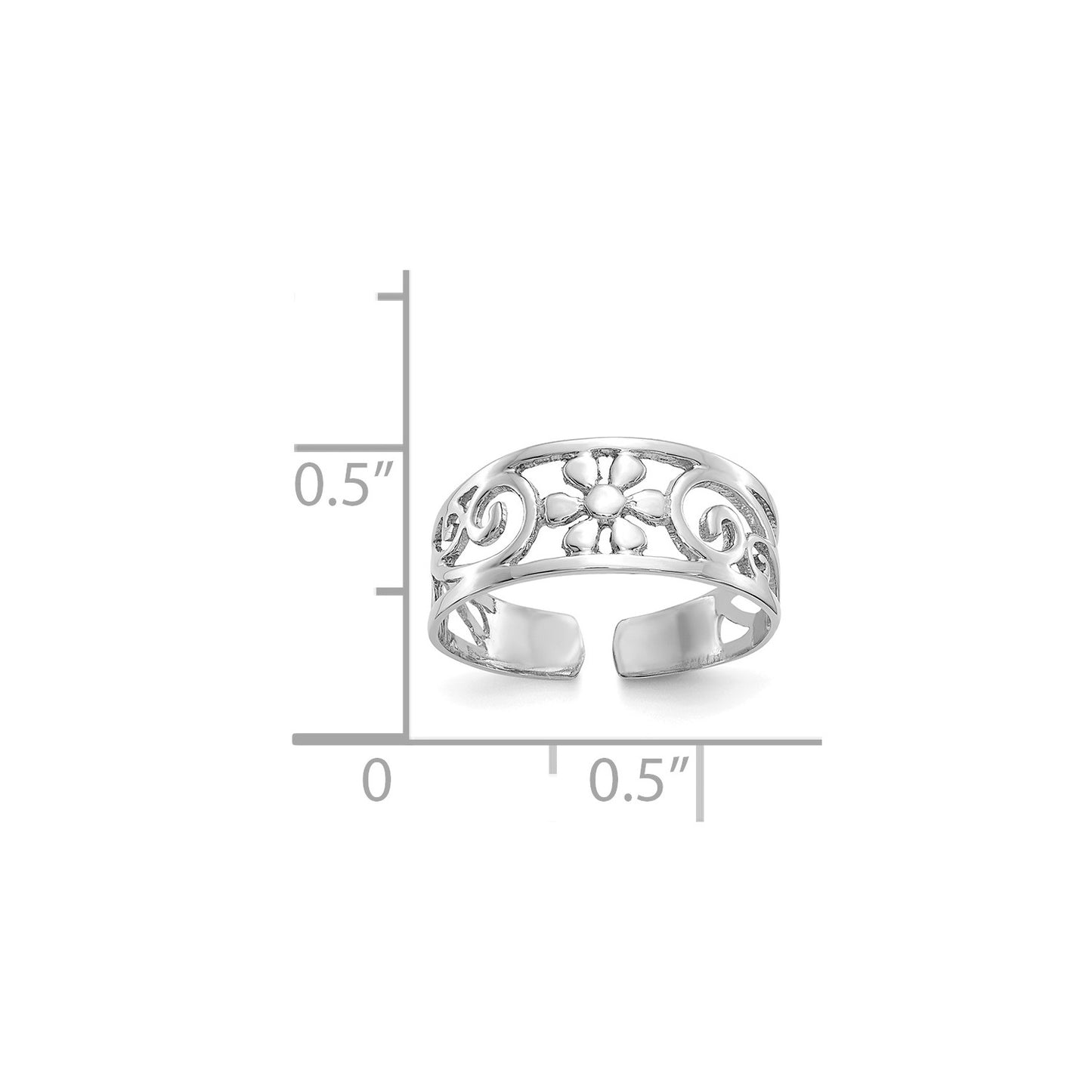 GR 14k White Gold Floral Toe Ring