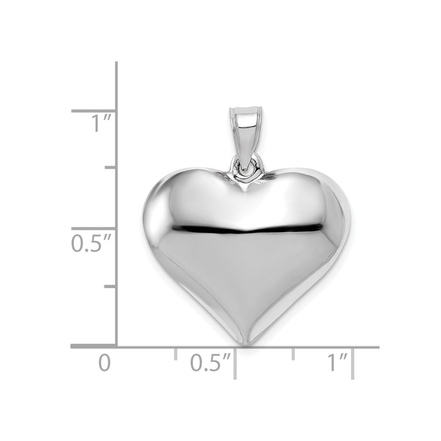 GP 14k White Gold Polished 3D Puffed Heart Pendant