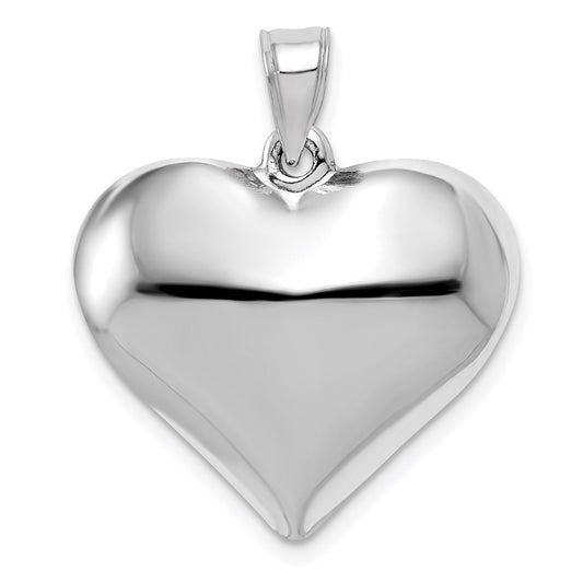 GP 14k White Gold Polished 3D Puffed Heart Pendant