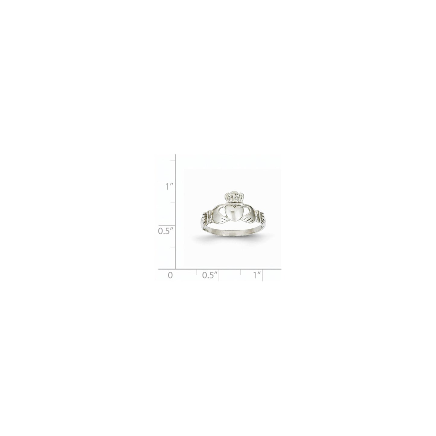 GR 14k White Gold Ladies Claddagh Ring