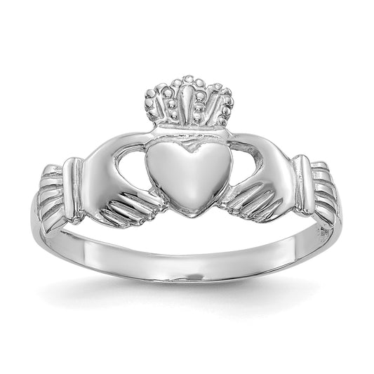 GR 14k White Gold Ladies Claddagh Ring