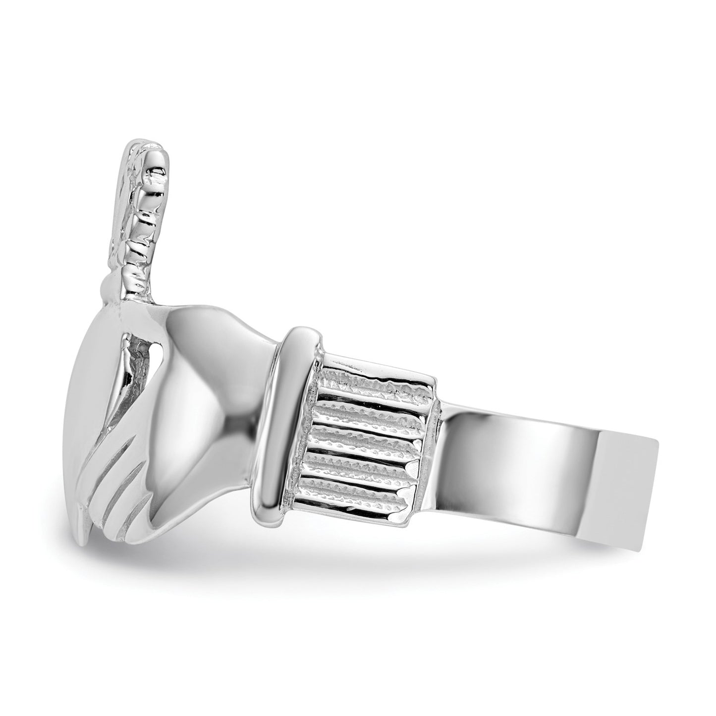 GR 14k White Gold Men's Claddagh Ring