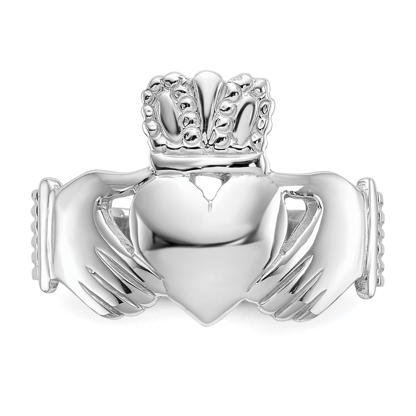 GR 14k White Gold Men's Claddagh Ring