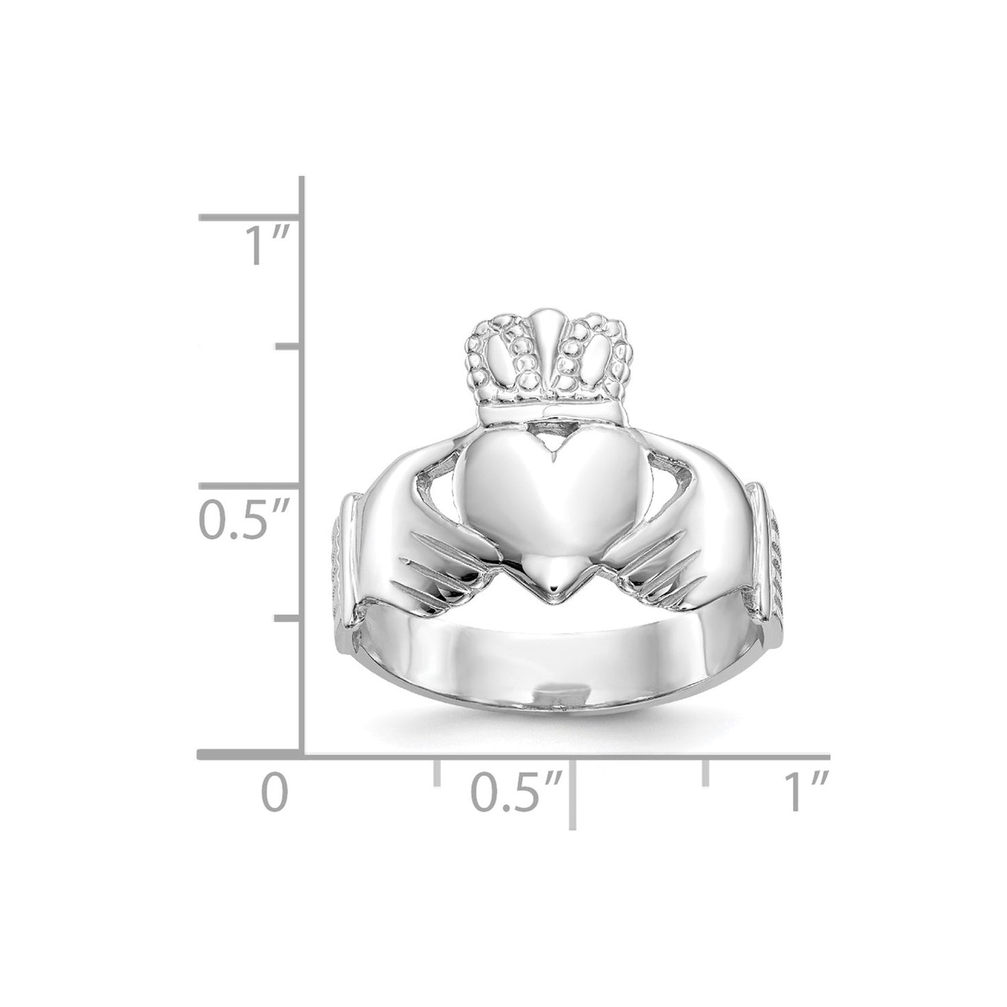 GR 14k White Gold Men's Claddagh Ring