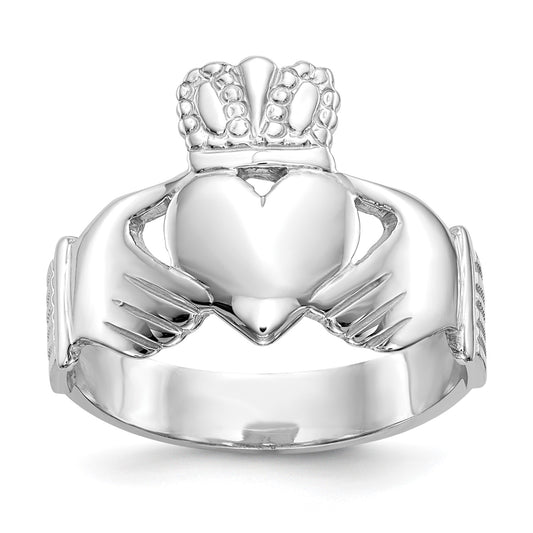 GR 14k White Gold Men's Claddagh Ring