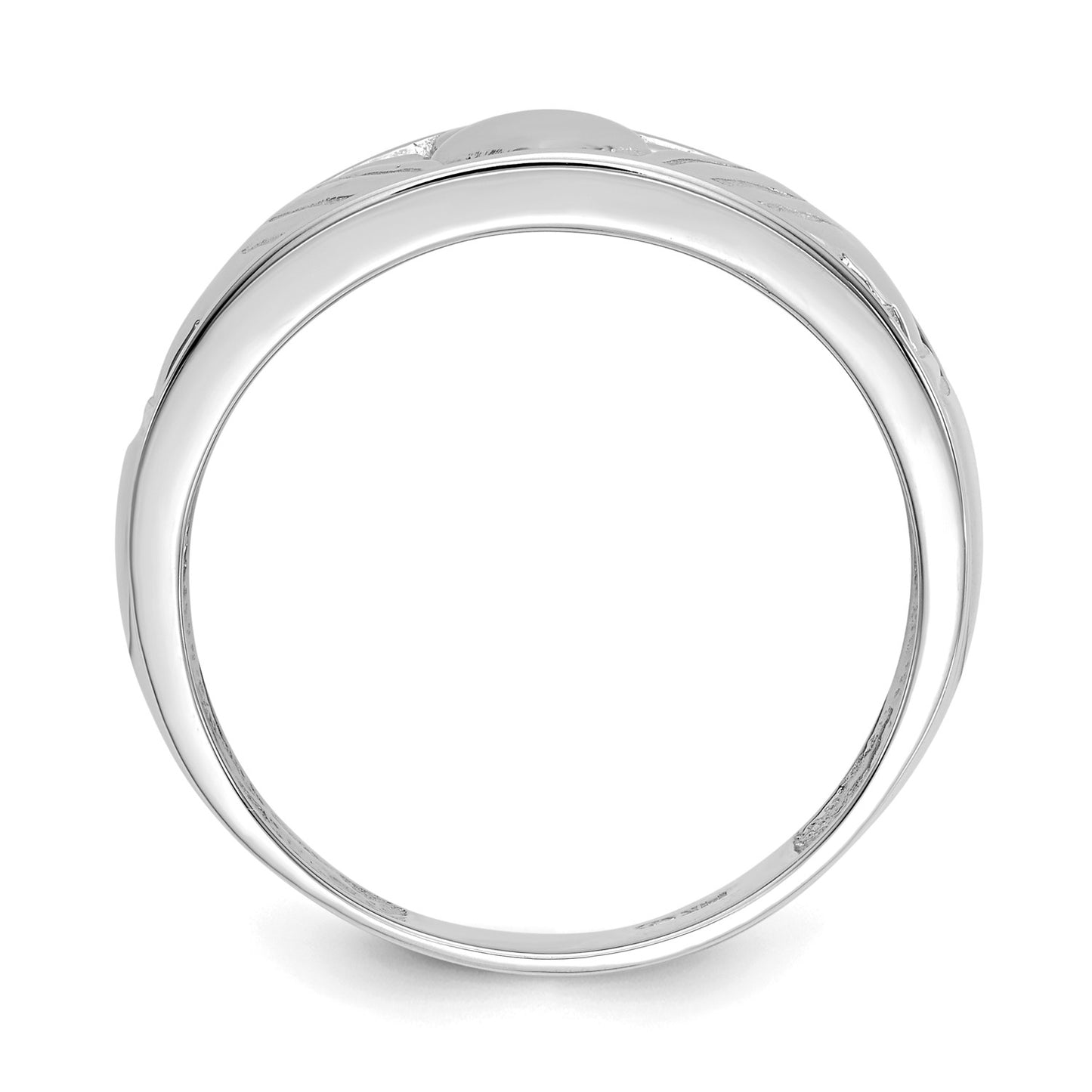 GR 14k White Gold Men's Claddagh Band