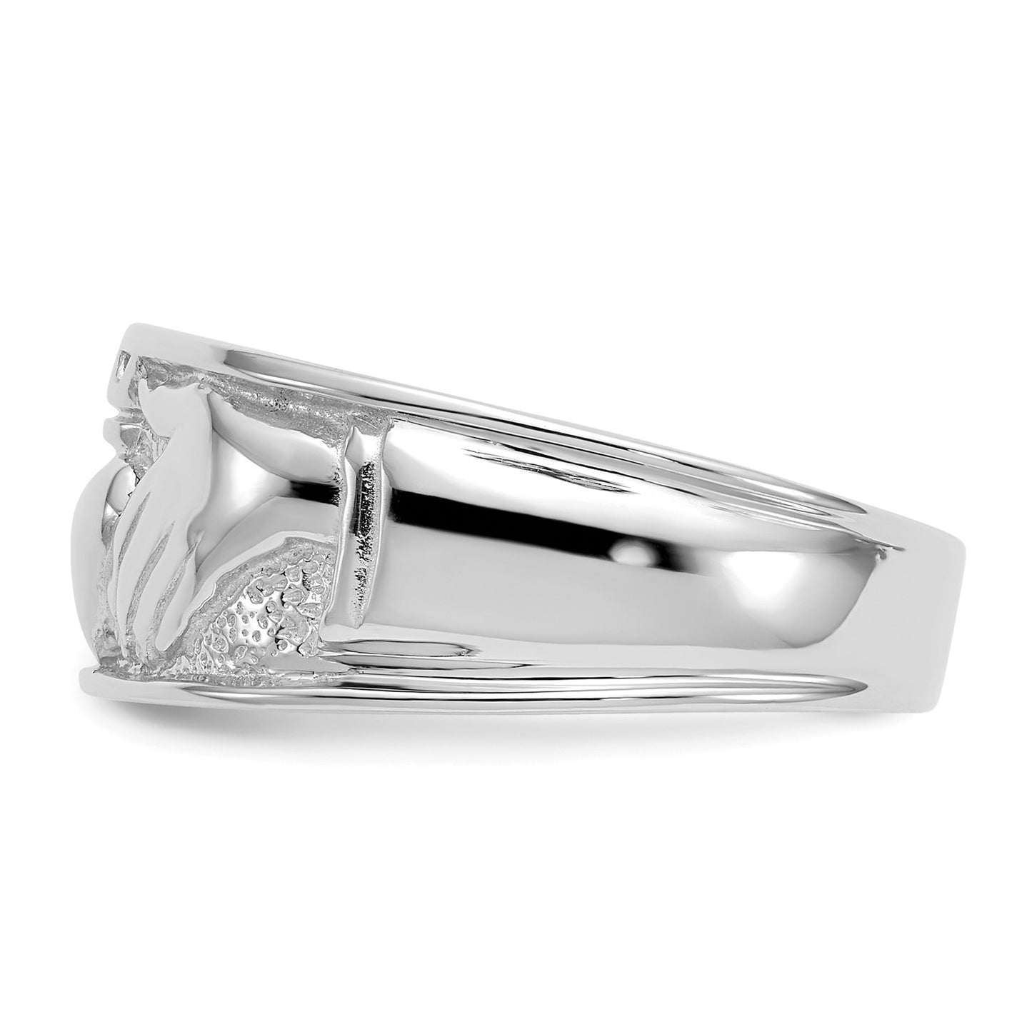GR 14k White Gold Men's Claddagh Band