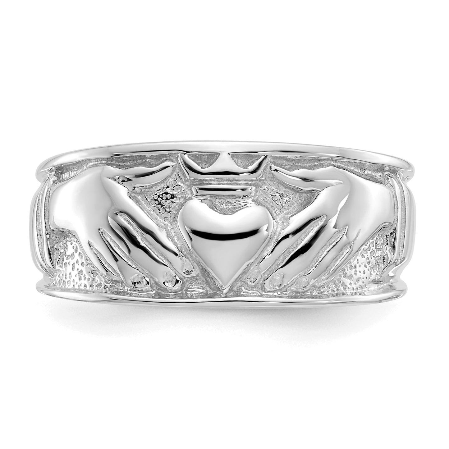 GR 14k White Gold Men's Claddagh Band