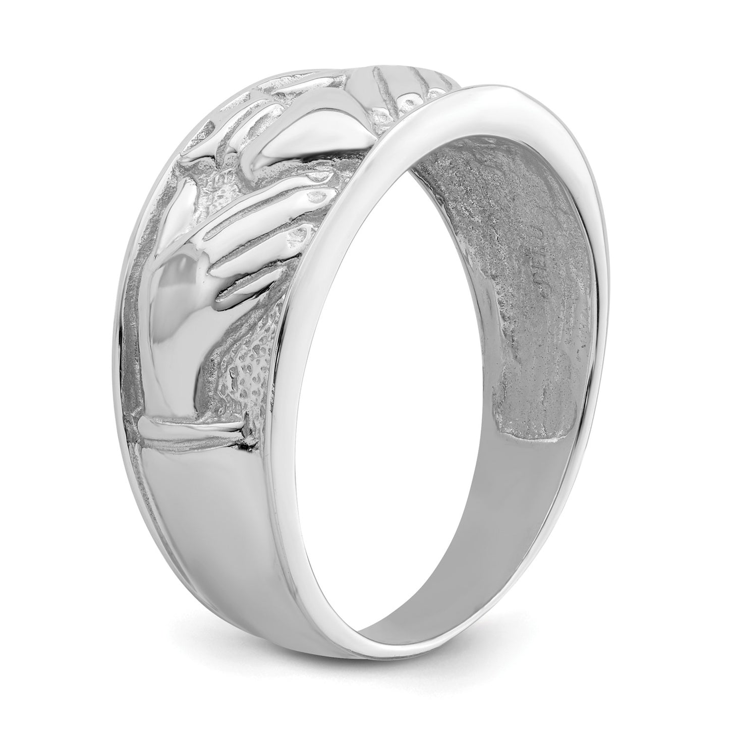 GR 14k White Gold Men's Claddagh Band