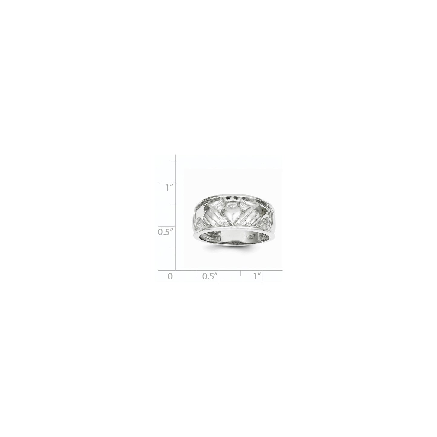 GR 14k White Gold Men's Claddagh Band