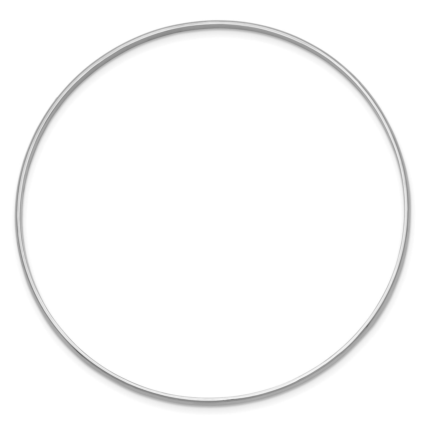 GB 14k White Gold 2mm Solid Polished Half-Round Slip-On Bangle