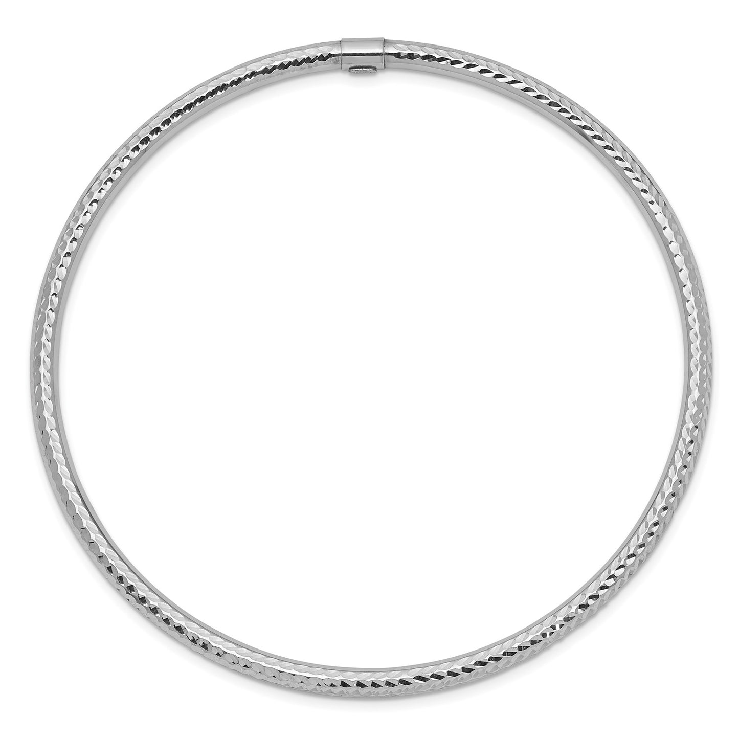 GB 14k White Gold 3mm Diamond-cut Slip-on Bangle
