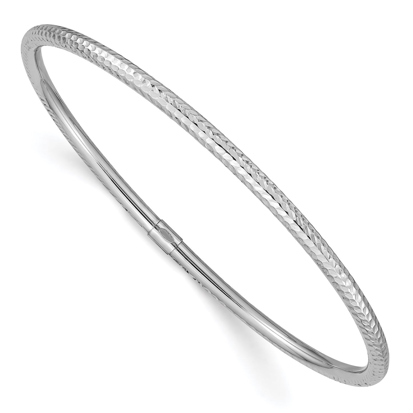GB 14k White Gold 3mm Diamond-cut Slip-on Bangle