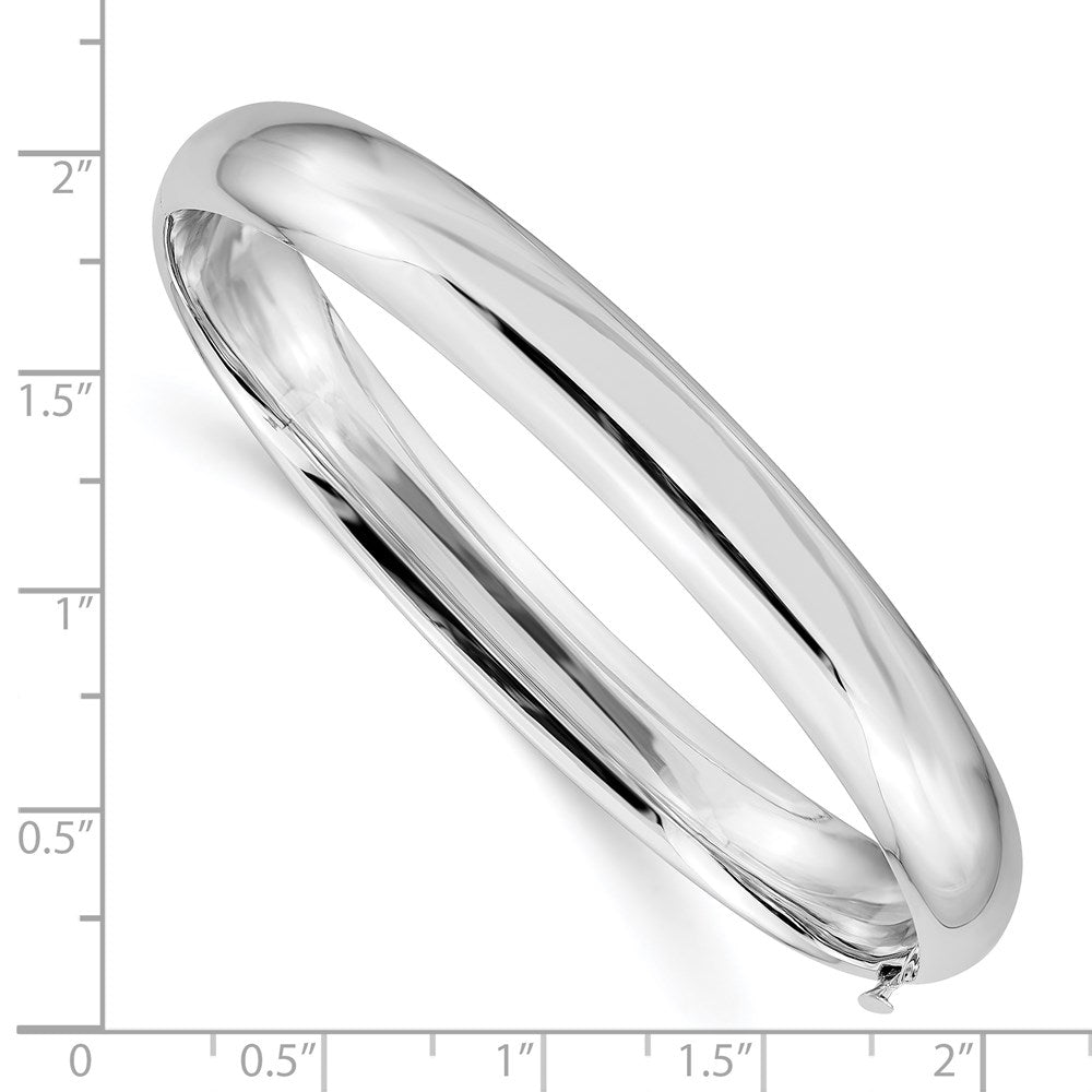 WGB 14k White Gold High Polished 8.00mm Hinged Oval Bangle Bracelet