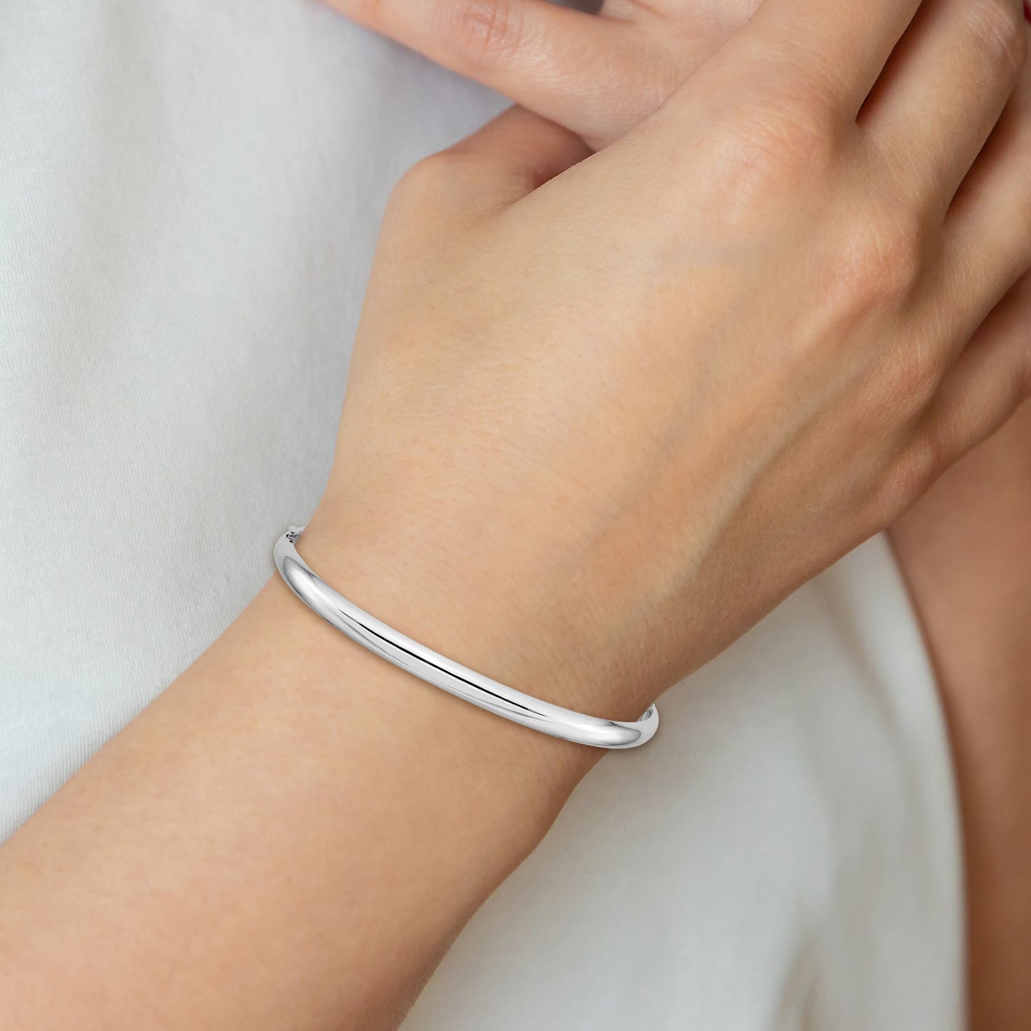 GB 14k White Gold High Polished Hinged Bangle (VARIOUS)