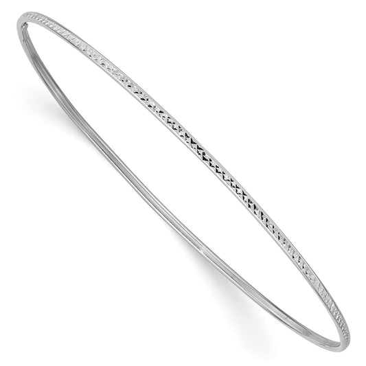 GB 14k 1.5mm White Gold Diamond-Cut Slip-on Bangle Bracelet