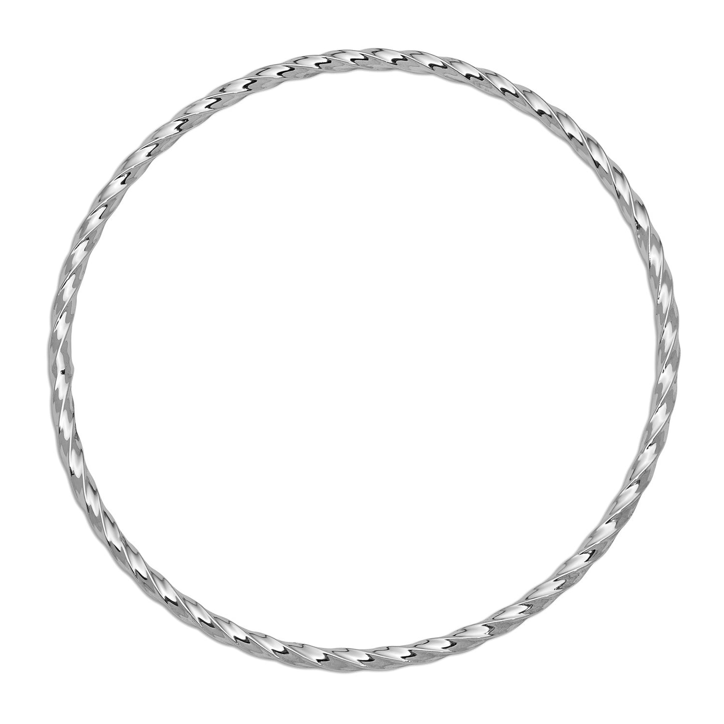 GB 14k White Gold 2.50mm Twisted Slip-on Bangle