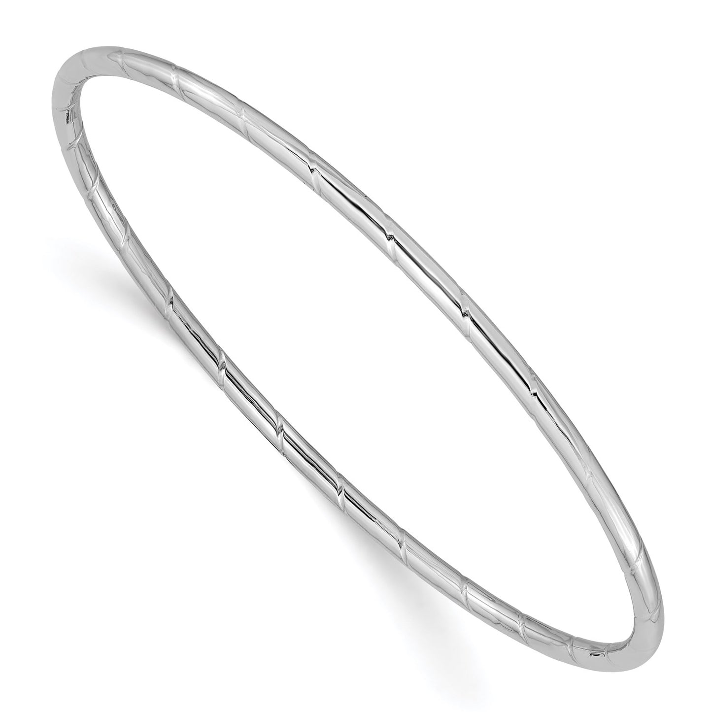 GB 14k White Gold 2.5mm Grooved Slip-on Bangle