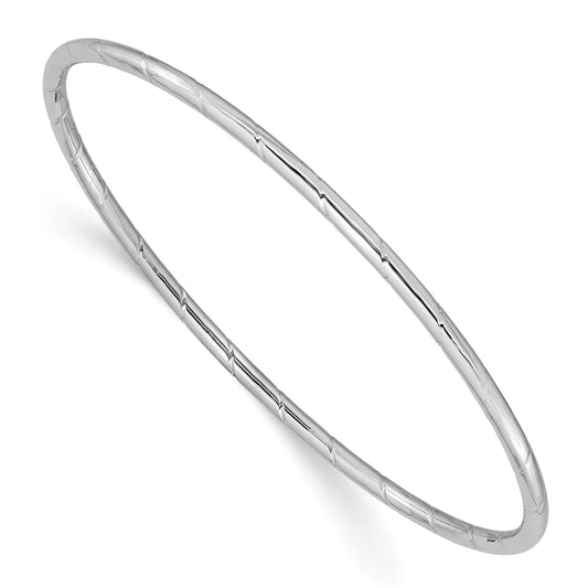 GB 14k White Gold 2.5mm Grooved Slip-on Bangle