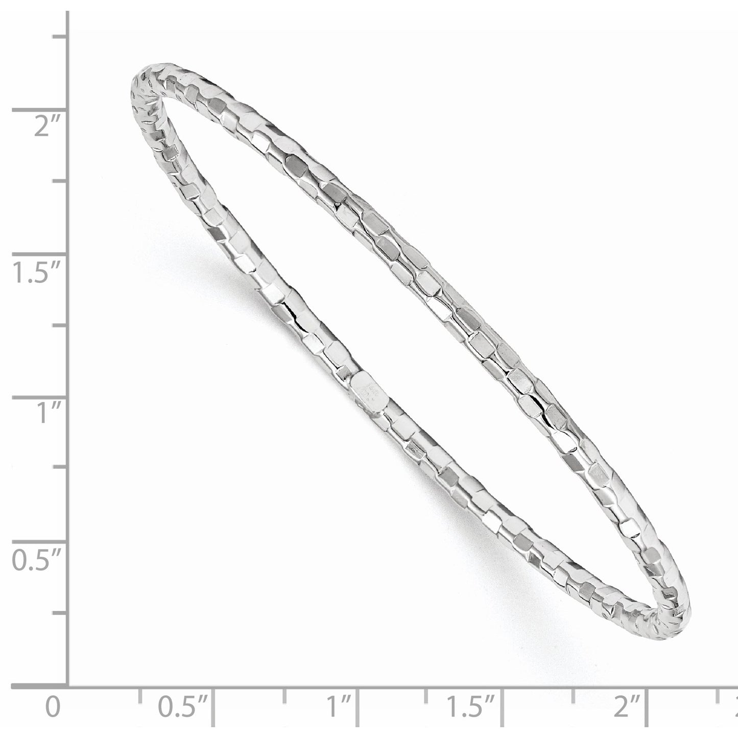 GB 14k White Gold Textured Slip-on Bangle Bracelet