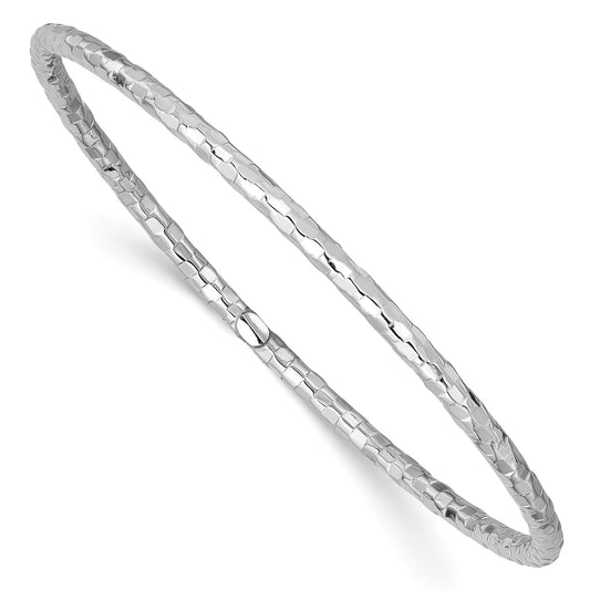GB 14k White Gold Textured Slip-on Bangle Bracelet