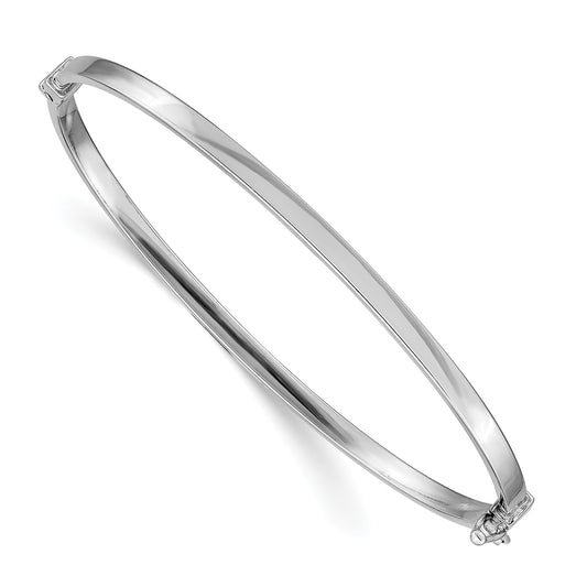 GB 14k White Gold Polished Hinged Bangle Bracelet
