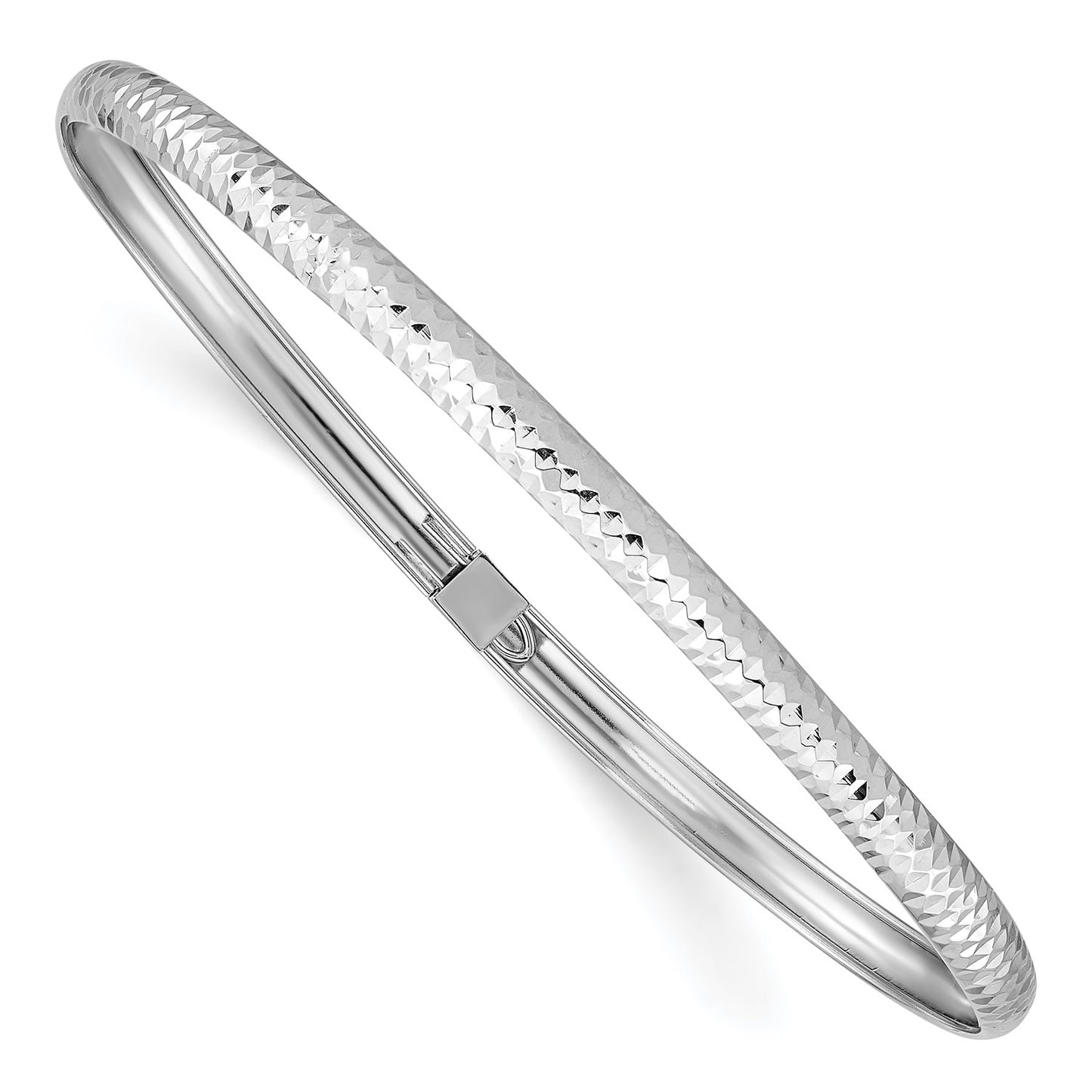 GB 14k White Gold Textured Flexible Bangle
