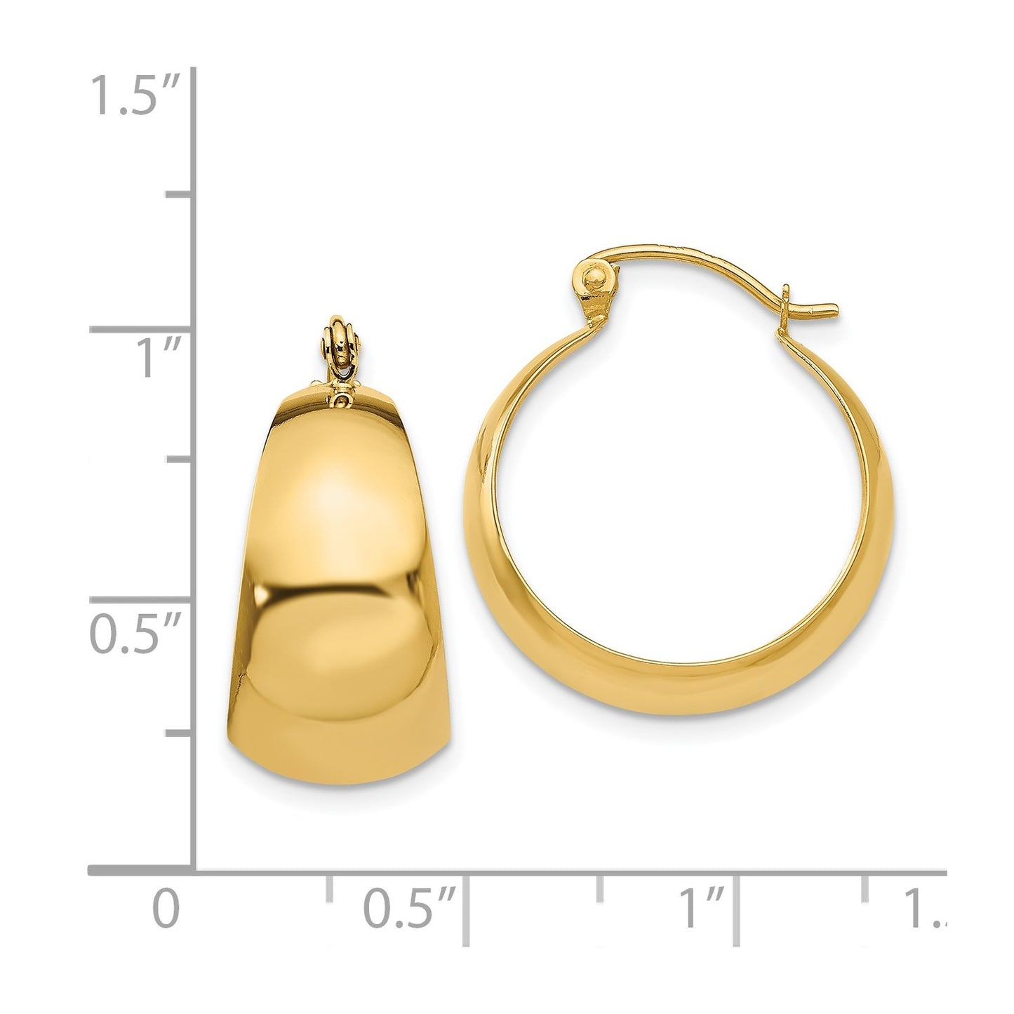 GE 14k Polished 10.5mm Tapered Hoop Earrings