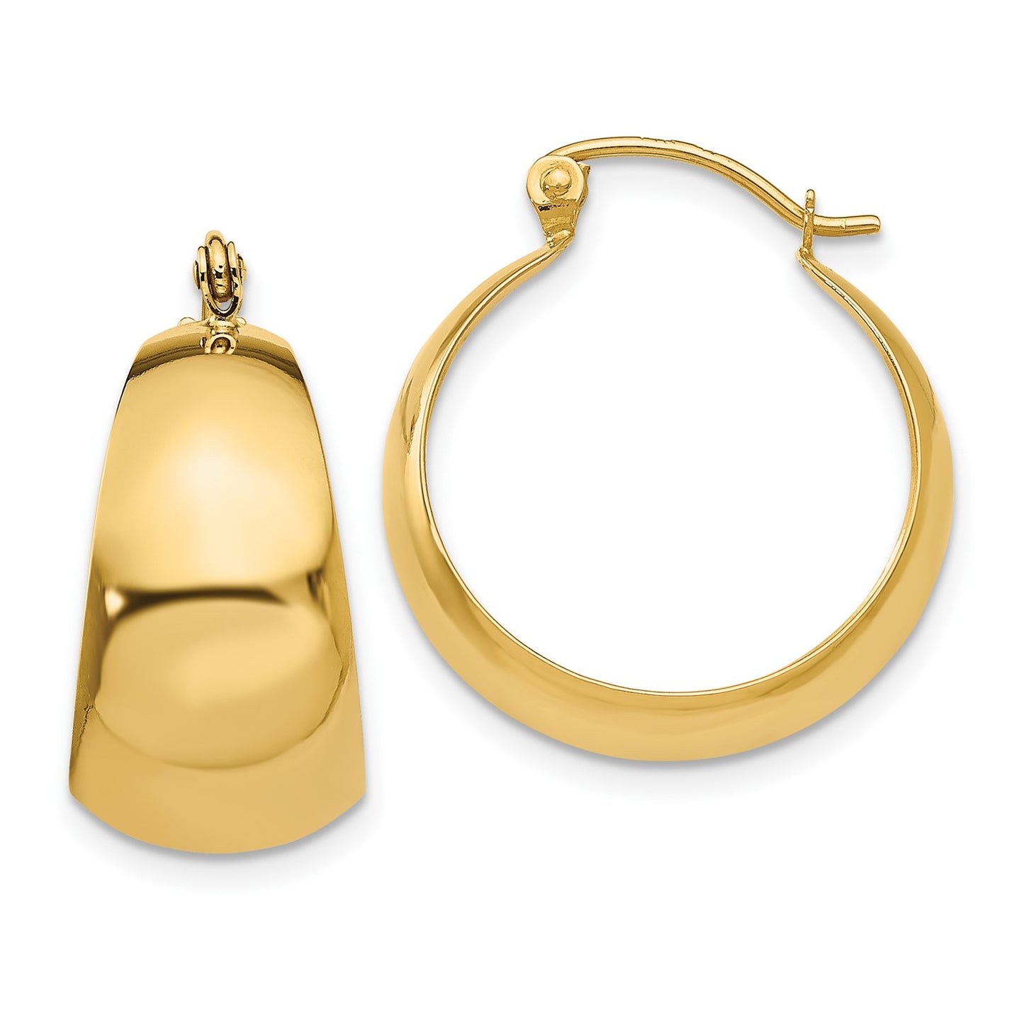 GE 14k Polished 10.5mm Tapered Hoop Earrings