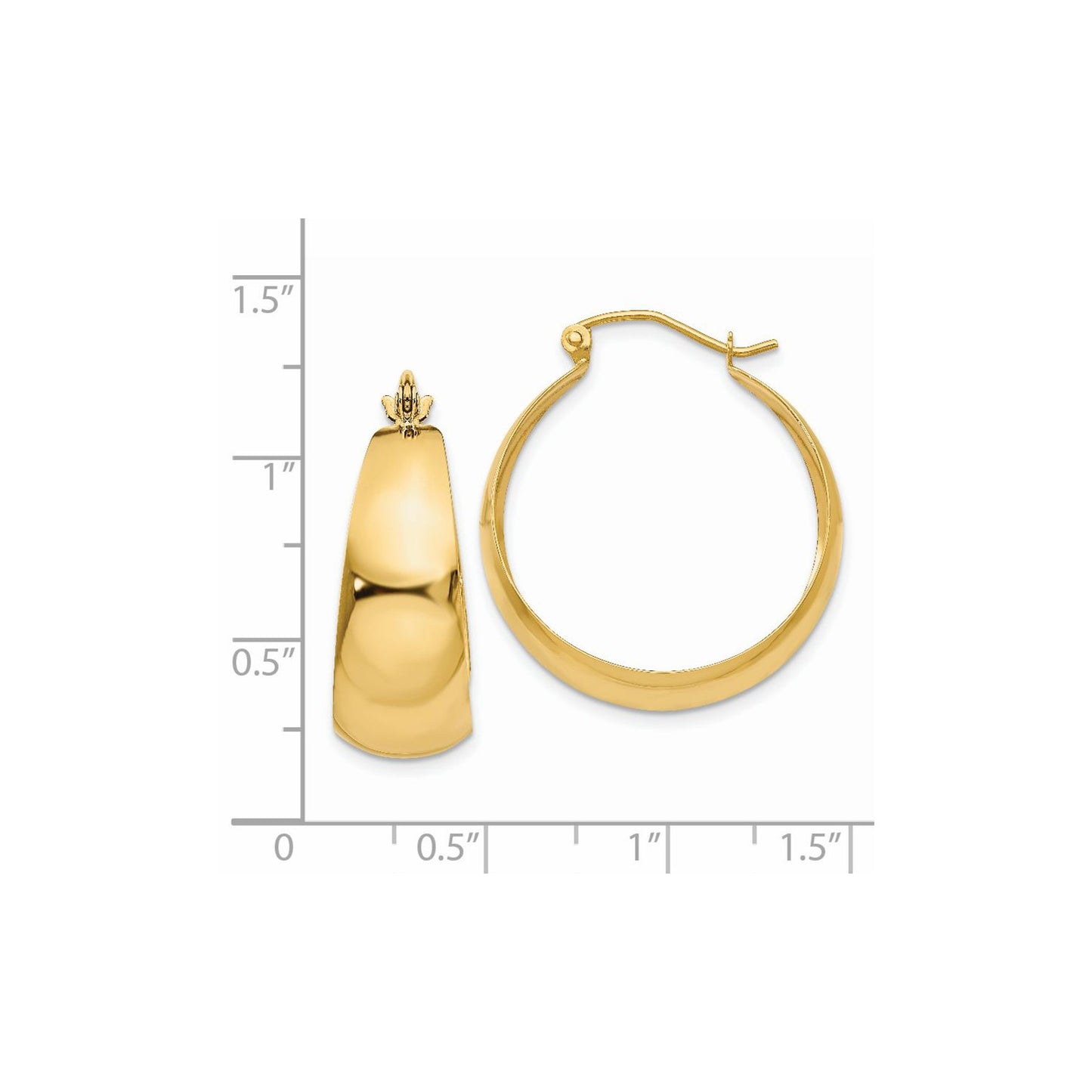 GE 14k Polished 10.5mm Tapered Hoop Earrings