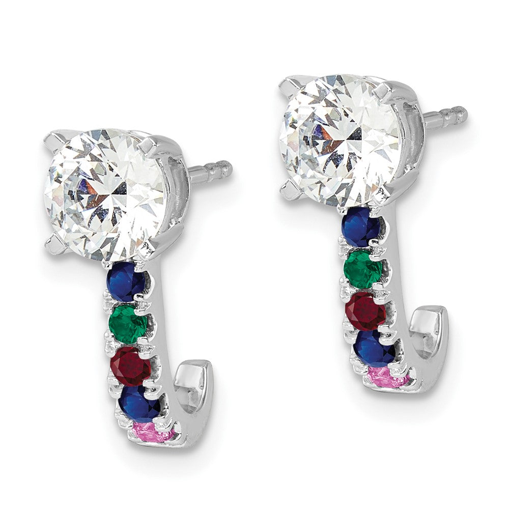 GG 14K White Gold Lab Grown VS/SI FGH Dia & Multi Gemstone Semi Mount Earrings