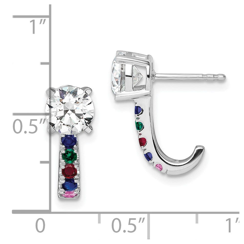 GG 14K White Gold Lab Grown VS/SI FGH Dia & Multi Gemstone Semi Mount Earrings