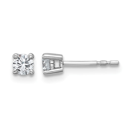 LGWE 14k White Gold 1/3 carat Lab Grown Diamond VS+ F+ Round Complete Four Prong Heavyweight Stud Earrings