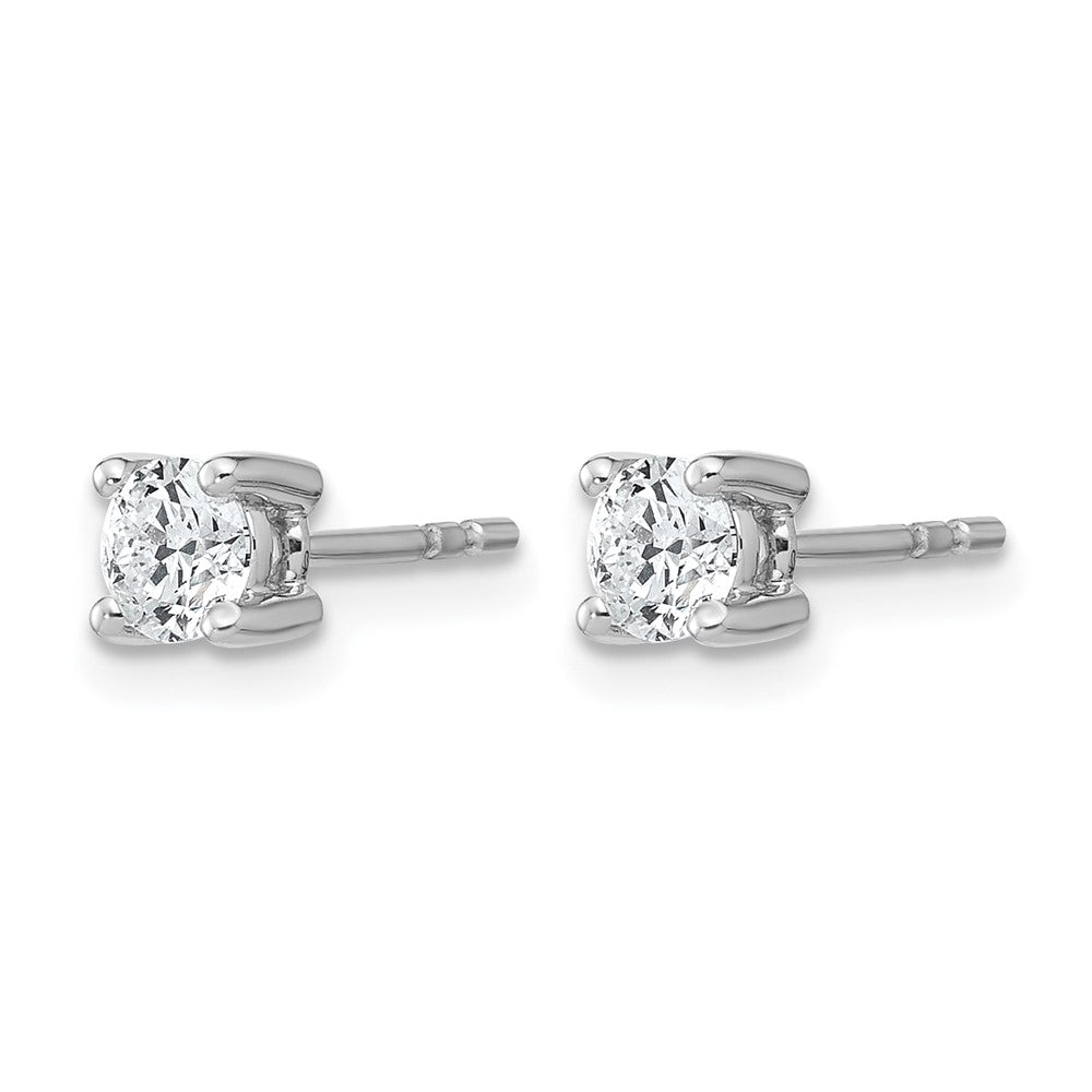 LGWE 14k White Gold 1/2 carat Certified Lab Grown Diamond VS+ F+ Round Complete Four Prong Heavyweight Stud Earrings
