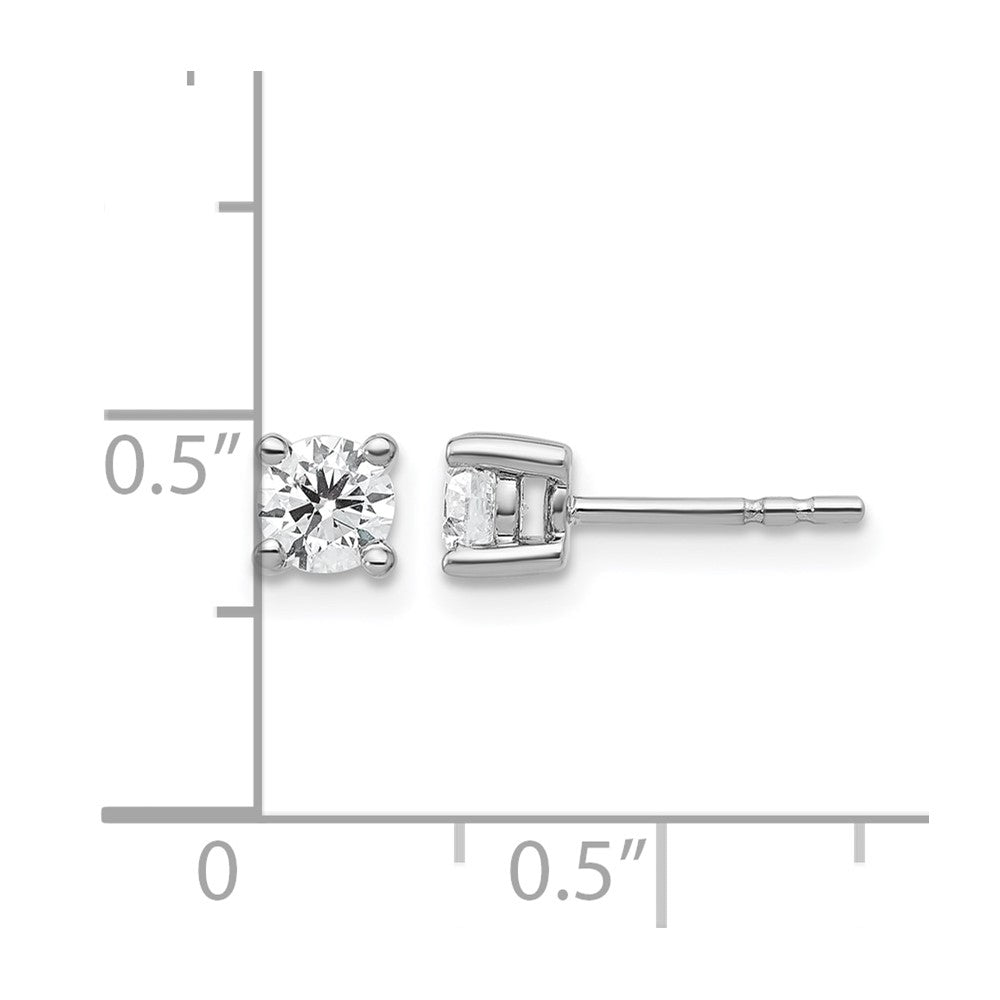 LGWE 14k White Gold 1/2 carat Certified Lab Grown Diamond VS+ F+ Round Complete Four Prong Heavyweight Stud Earrings