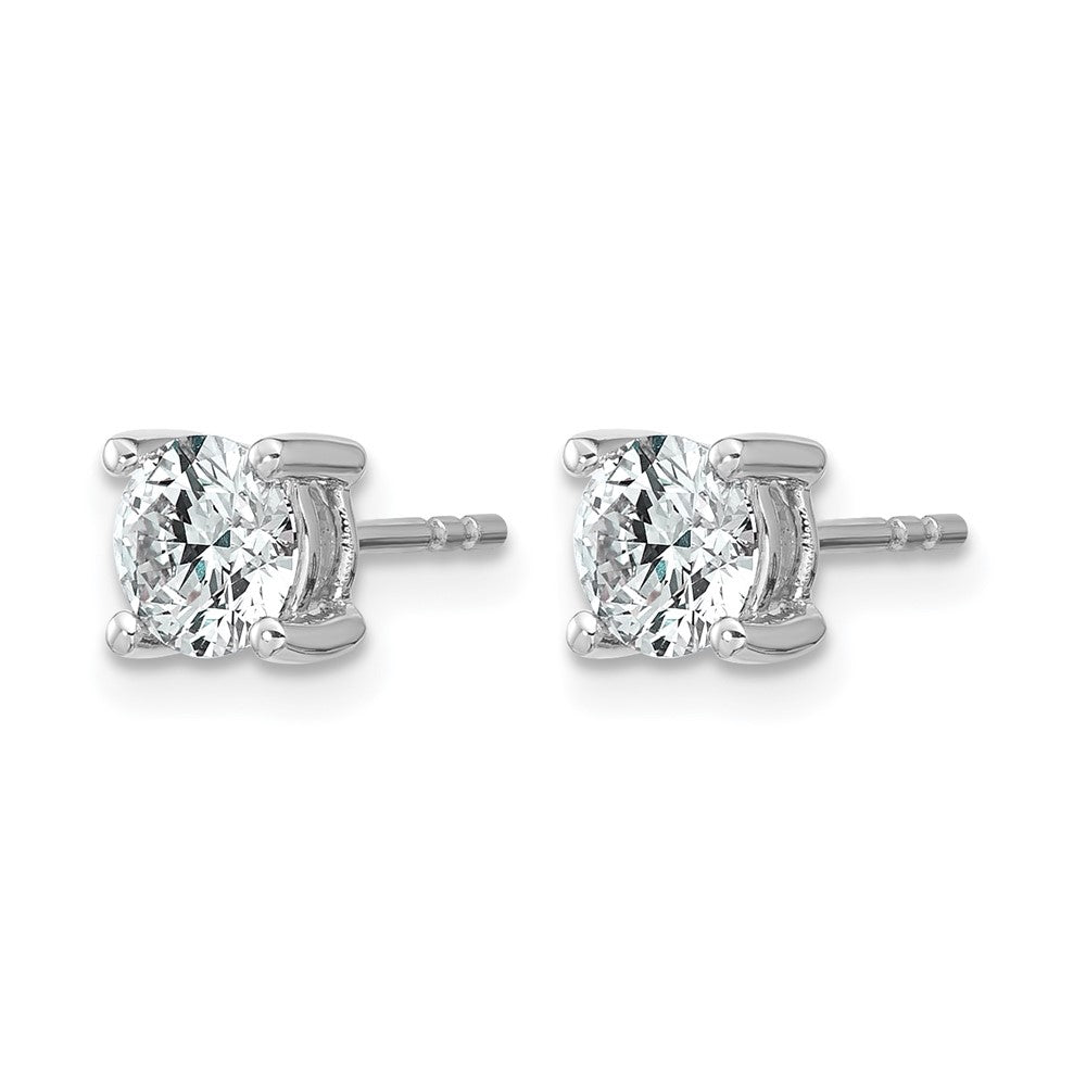 LGWE 14k White Gold 1 carat Lab Grown Diamond VS+ F+ Round Complete Four Prong Heavyweight Stud Earrings