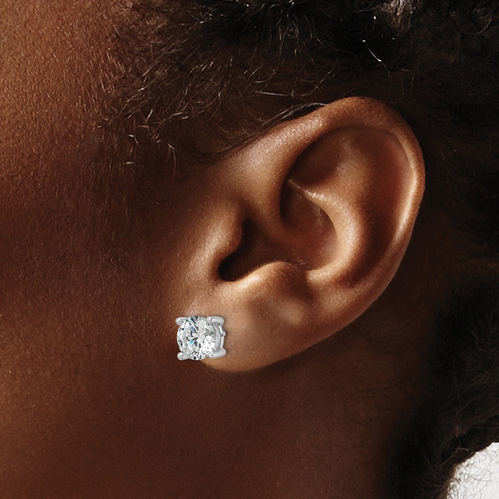 LGWE 14k White Gold 3 carat Lab Grown Diamond VS/SI+ G+ Round Complete Four Prong Heavyweight Stud Earrings