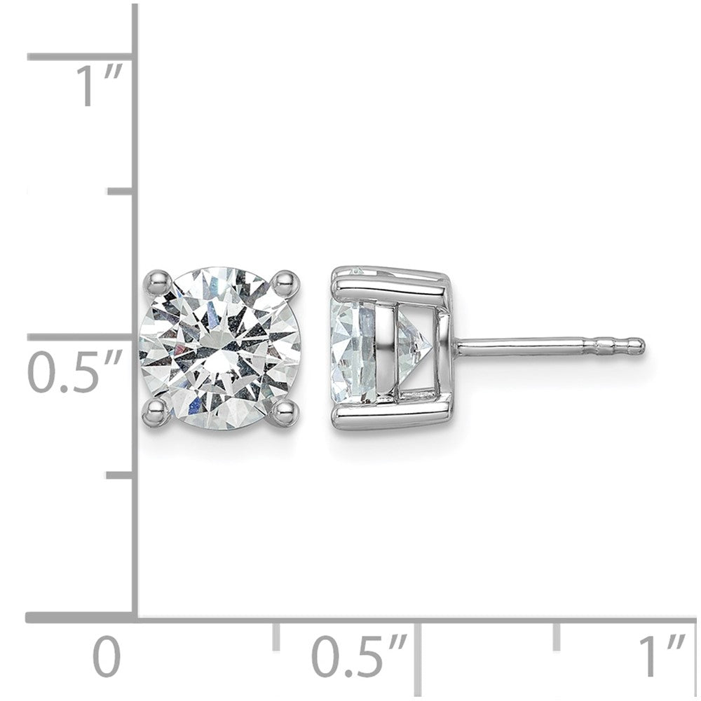 LGWE 14k White Gold 3 carat Lab Grown Diamond VS/SI+ G+ Round Complete Four Prong Heavyweight Stud Earrings