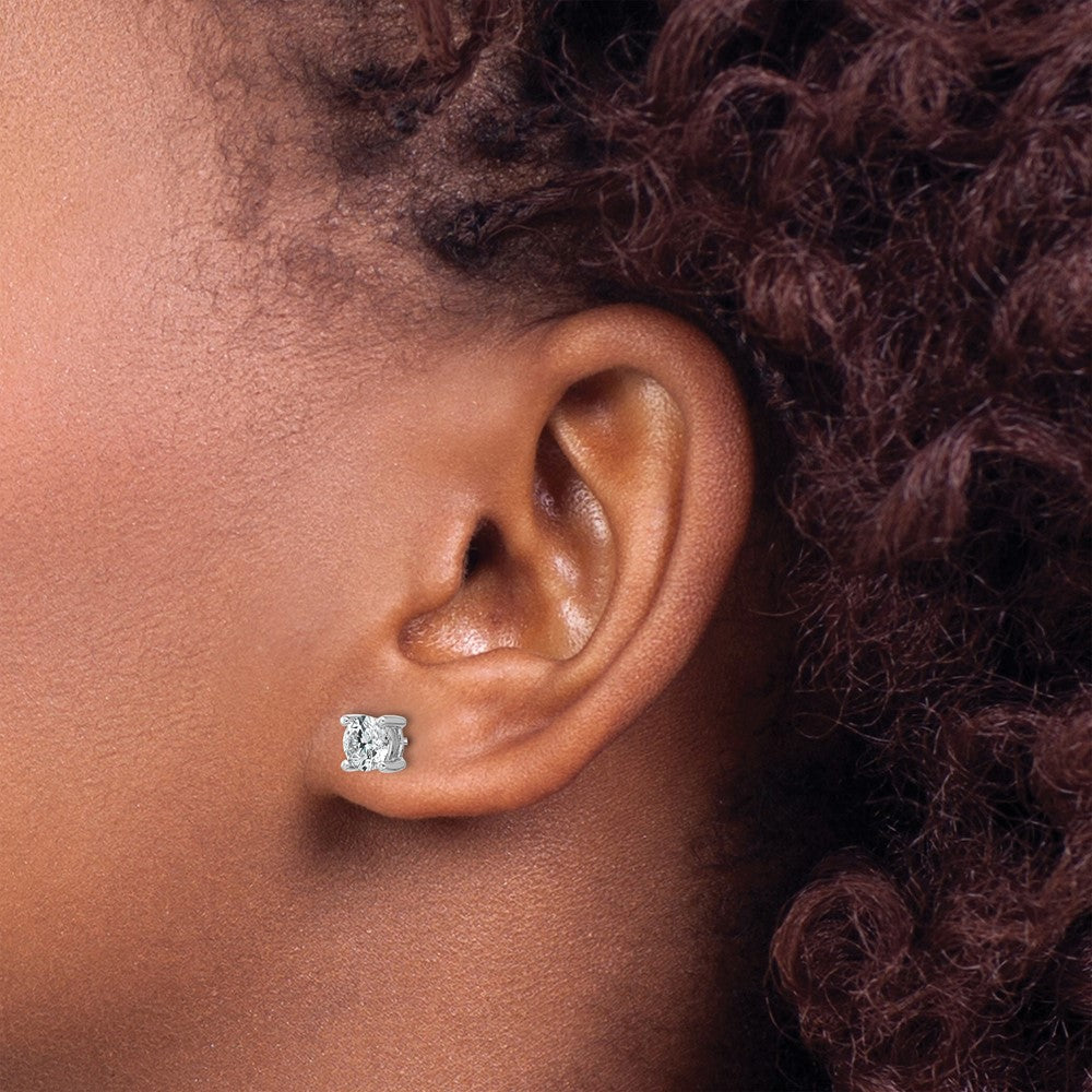 LGWE 14k White Gold 1 carat Lab Grown Diamond VS/SI+ G+ Round Complete Four Prong Screwback Heavyweight Stud Earrings