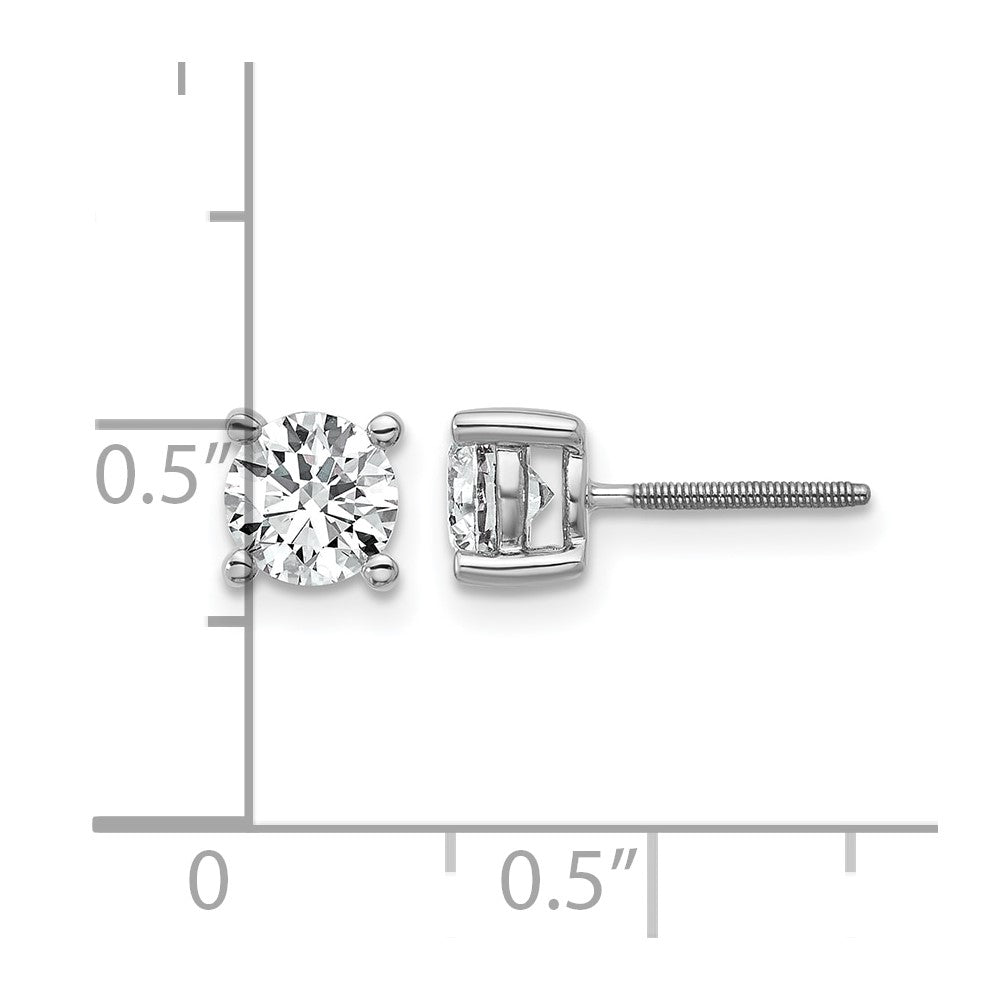 LGWE 14k White Gold 1 carat Lab Grown Diamond VS/SI+ G+ Round Complete Four Prong Screwback Heavyweight Stud Earrings