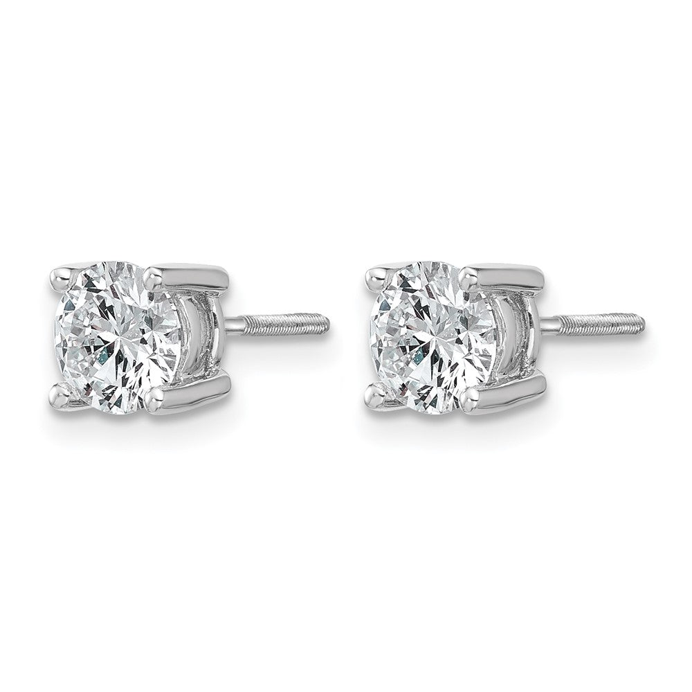 LGWE 14k White Gold 1 1/2 carat Lab Grown Diamond VS+ F+ Round Complete Four Prong Screwback Heavyweight Stud Earrings