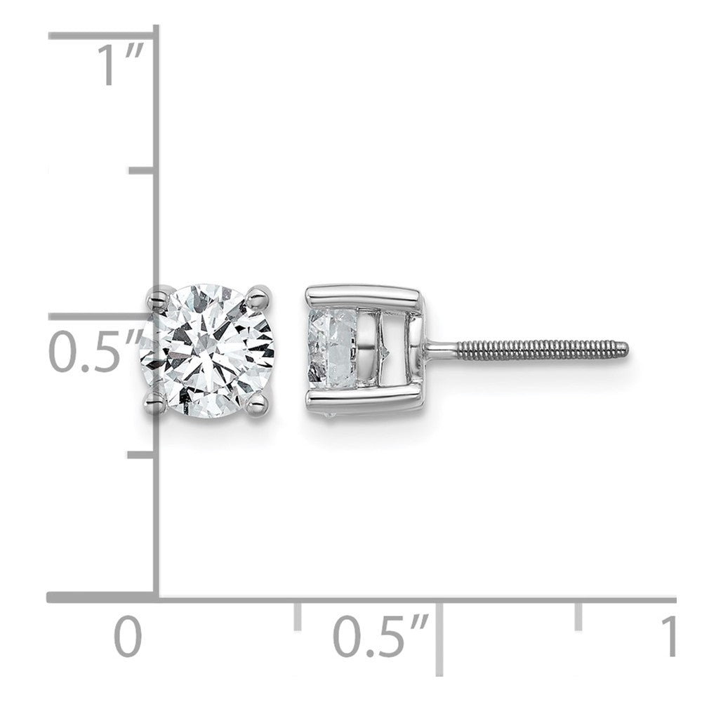 LGWE 14k White Gold 1 1/2 carat Lab Grown Diamond VS+ F+ Round Complete Four Prong Screwback Heavyweight Stud Earrings