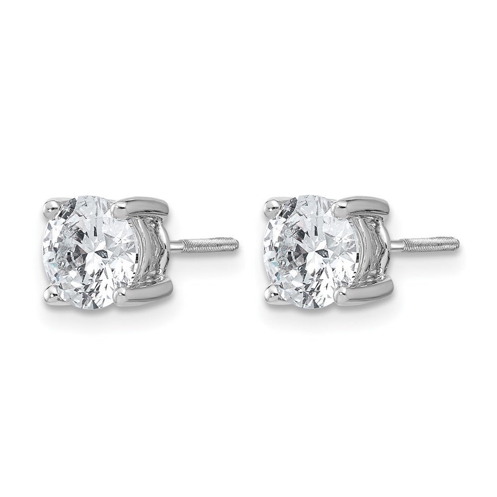 LGWE 14k White Gold 2 carat Lab Grown Diamond VS+ F+ Round Complete Four Prong Screwback Heavyweight Stud Earrings